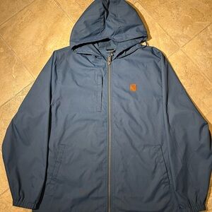 Brixton Men's Blue Raincoat with Hood